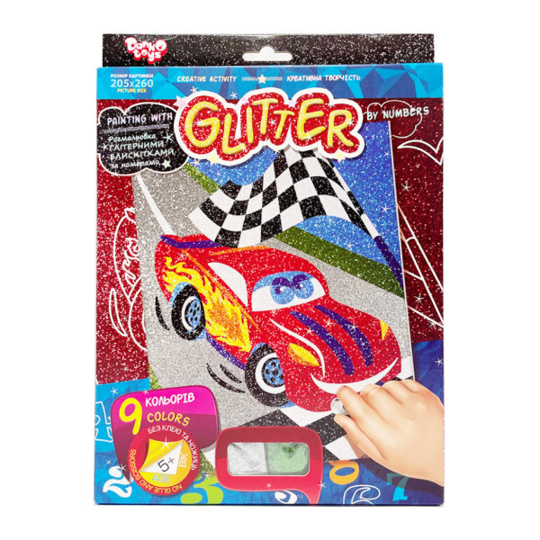 Розмальовка глітерними блискітками за номерами "Тачки" РГН-02-02 міні 20,5х26 см (РГН-02-02)