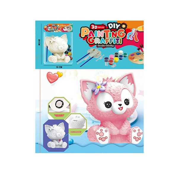 Набiр для творчостi скарбничка-фігурка "Котик" MK5427-1 10 см, фарби, пензлики (MK5427-1)