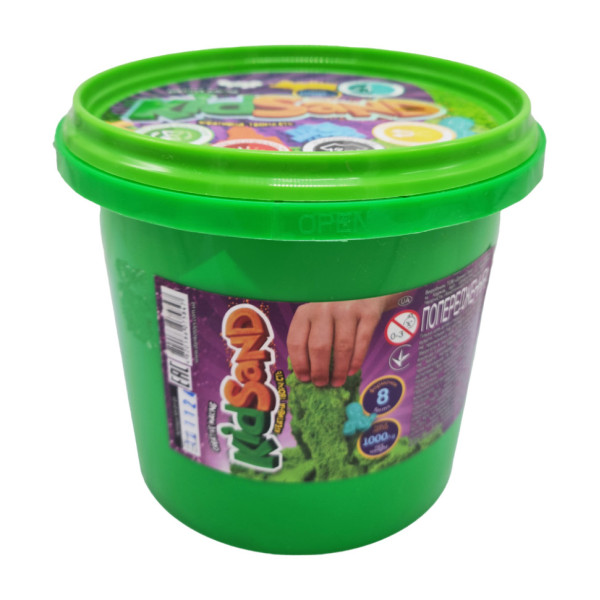 Набір креативної творчості "Кінетичний пісок" KidSand" KS-01-01 відро 1000г (KS-01-01(Green))