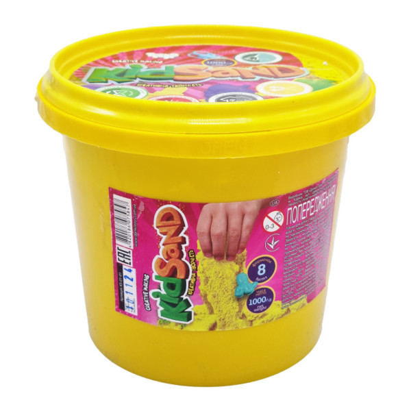 Набор креативного творчества "Кинетический песок" KidSand" KS-01-01 ведро 1000г Желтый(KS-01-01(Yellow))