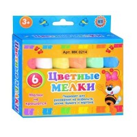 Детский мел для рисования MK 0214, 6 цветов