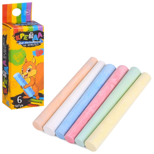 Мел для рисования на асфальте MK 4708 разноцветный 6 шт(MK 4708)