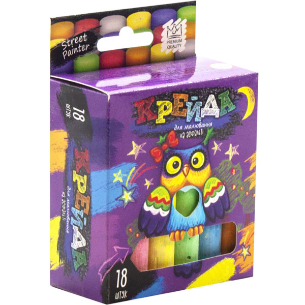 Мел для рисования на асфальте" тонкий 18 шт Укр MEL-02-04U(MEL-02-04U)