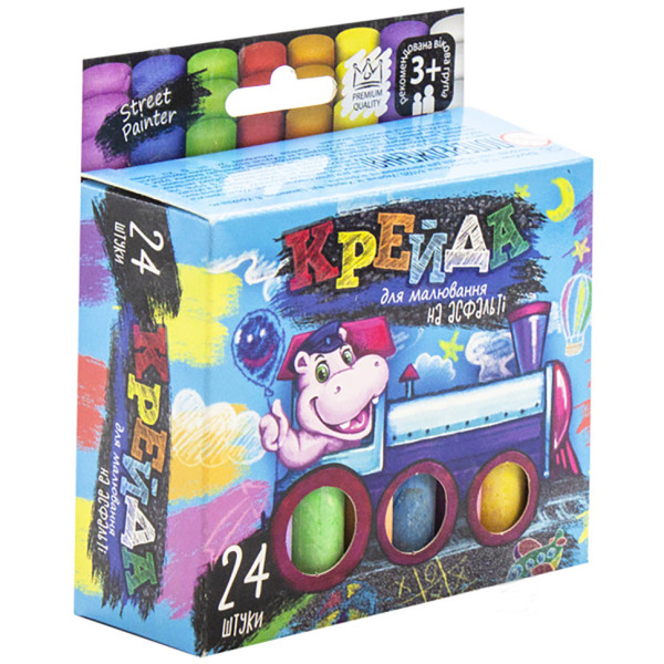 Мел для рисования на асфальте" тонкий 24 шт Укр MEL-02-05U(MEL-02-05U)