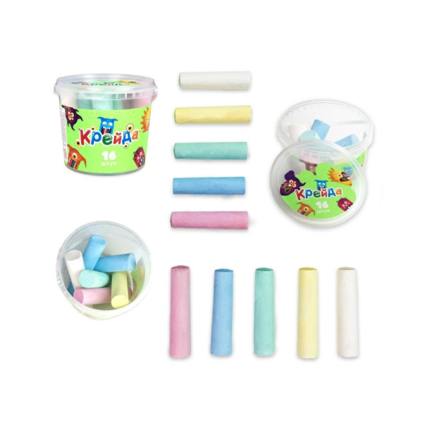 Детский набор Мел Большой круглый Strateg 50103 в ведре 16 шт(50103ST)