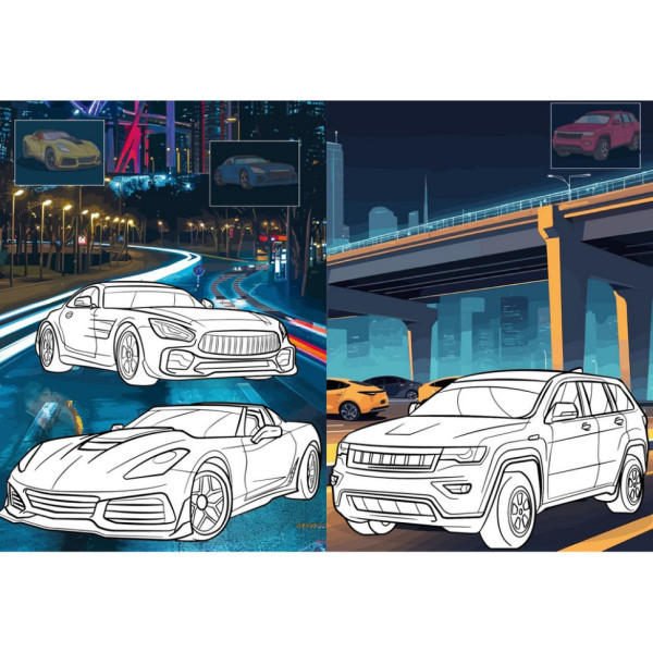 Детская раскраска со стикерами "Автопарк" CB26, 16 страниц(CB26)