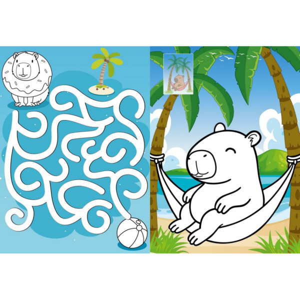 Дитяча розмальовка зі стікерами "Капібара на канікулах" CB21, 16 сторінок (CB21)