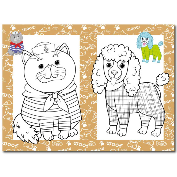 Книжка розмальовка "Кошенята і цуценята" РМ-48-32 с цветными подсказками (РМ-48-32)