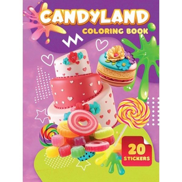 Дитяча розмальовка Candyland А06012506, 20 наліпок А4  (А06012506)