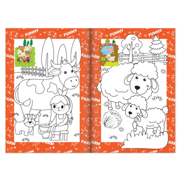 Книжка розмальовка "На фермі" РМ-48-45 с цветными подсказками (РМ-48-45)