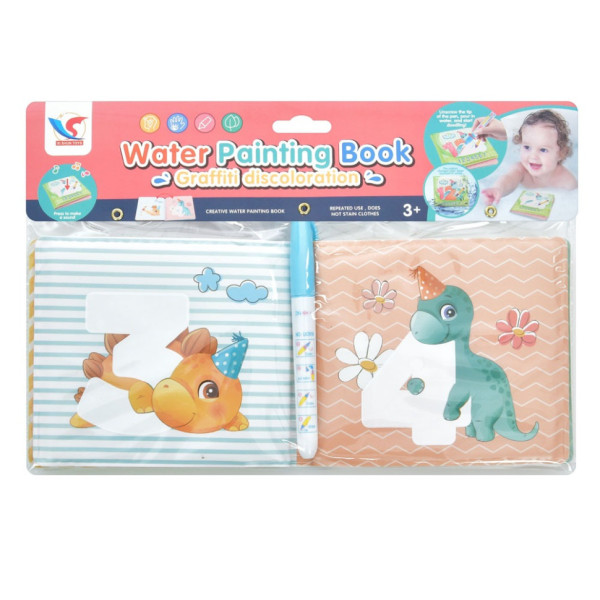 Книжка для рисования водой "Дино цифры" A598 маркер, 8 рисунков(A598)