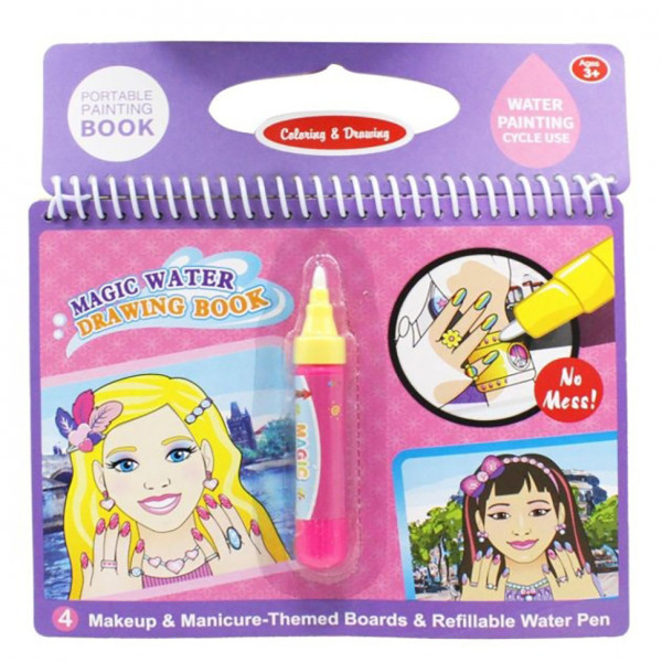 Книжка для рисования водой LT39 на пружине, картинки 4шт, маркер