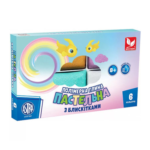 Полимерная глина пастельных цветов 304118001-UA с блесткми 6 цветов