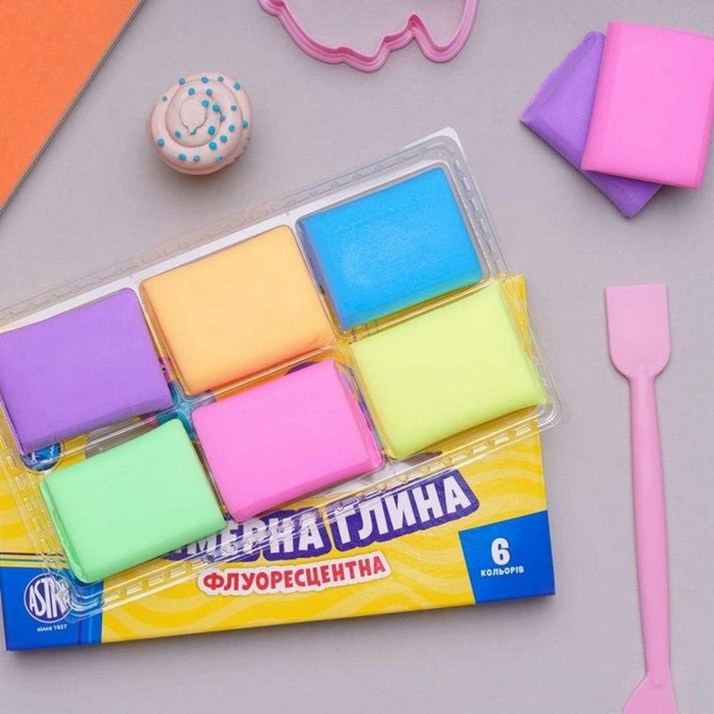 Полімерна глина 83911902-UA, флуоресцентна 6 кольорів