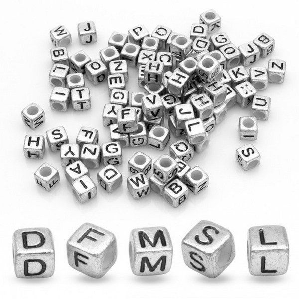 Декоративные бусинки для творчества Алфавит Кубики Dom Busin УТ000004425 в упаковке 130 шт (УТ000004425)
