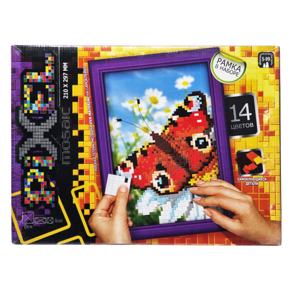 Набір для творчості "Мозаїка Піксель: "Метелик" РМ-01-04, 21х29,7 см, рамка в наборі (РМ-01-04)