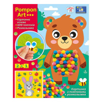 Набор для творчества Медведь Pompon Art 10100692, 100 помпонов и раскраска(10100692)