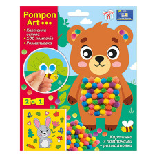 Набір для творчості Ведмідь Pompon Art 10100692, 100 помпонів та розмальовка (10100692)