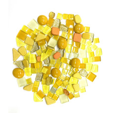 Набір скляних камінців для мозаїки 6505, 200 грам, 150-180 шт, 4 мм, жовтий (6505)