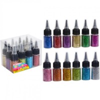 Блёстки (глиттер) в баночке 15г 12 цветов в упаковке 015/150