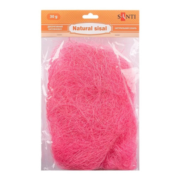 Декоративний наповнювач Сизаль 742785 натуральний, 30 грам, рожевий (742785)