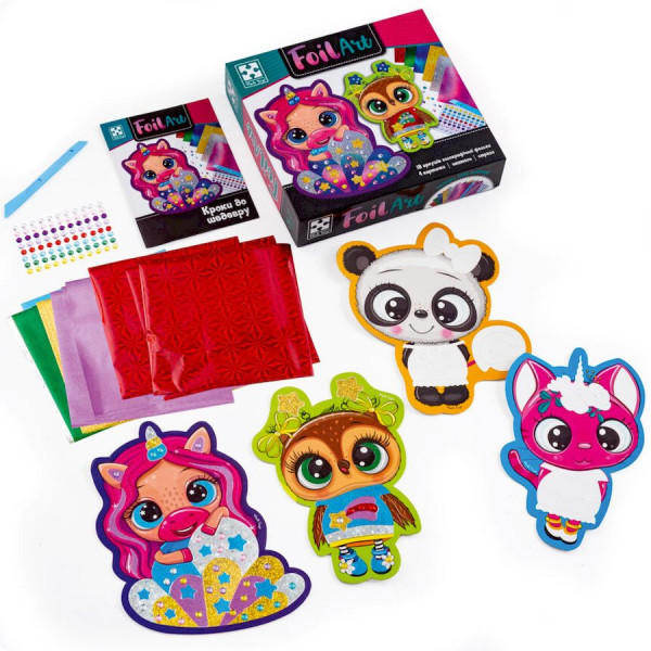 Набор для творчества "Foil Art Очаровательные животные" VT4433-10 фольга, шпатель, стразы(VT4433-10)