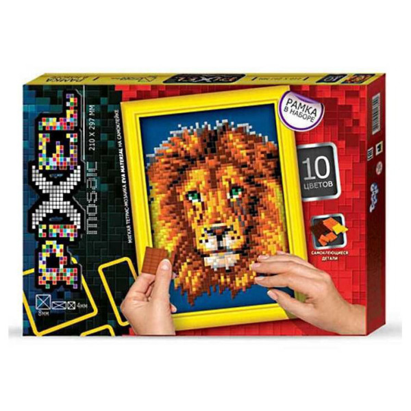 Набір для творчості "Мозаїка Піксель: Лев" РМ-01-06, 21х29,7 см, рамка в наборі (РМ-01-06)