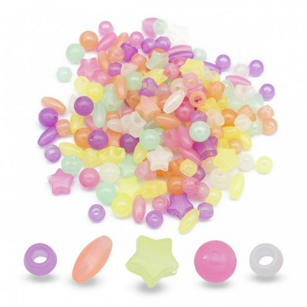 Декоративні намистинки для творчості Флуоресцентні Dom Busin УТ100031615 в упаковці 130 шт (УТ100031615)