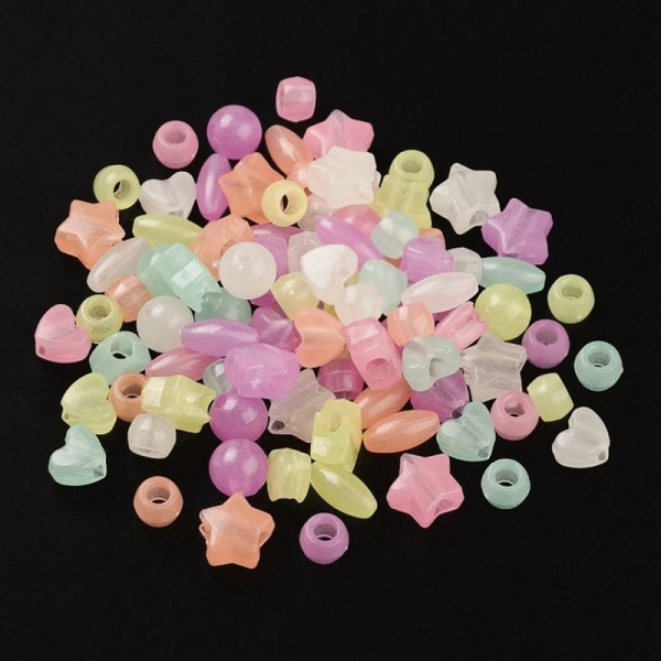 Декоративні намистинки для творчості Флуоресцентні Dom Busin УТ100031615 в упаковці 130 шт (УТ100031615)