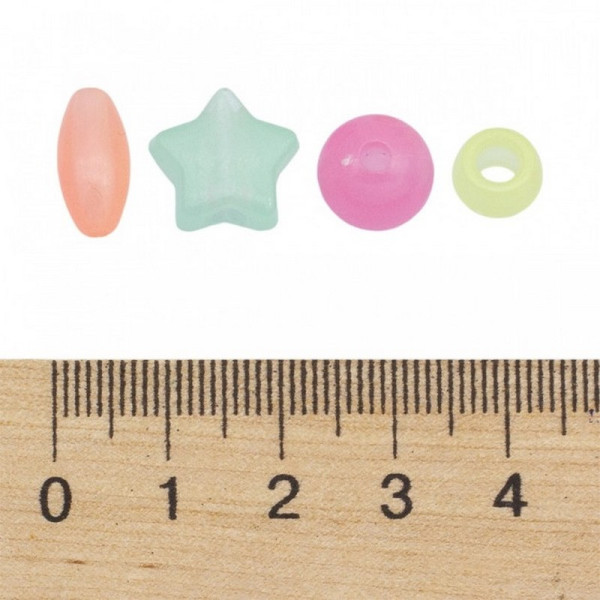 Декоративні намистинки для творчості Флуоресцентні Dom Busin УТ100031615 в упаковці 130 шт (УТ100031615)