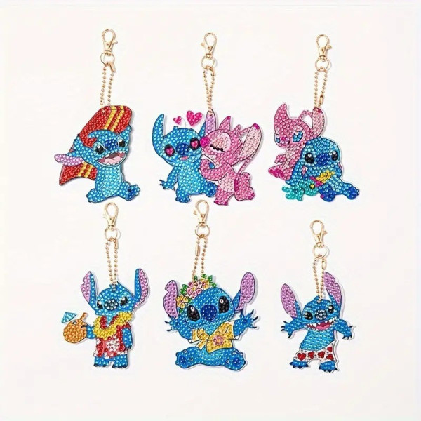 Набор брелков алмазная выкладка "Стич" BR44, 6 шт, с инструментами(BR44)