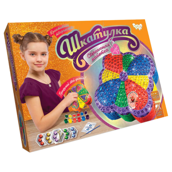 Дитяча скринька Блискучі паєтки SHR-01-3-4-8 для оформлення інтер'єру  Жовтий (SHR-01-03)