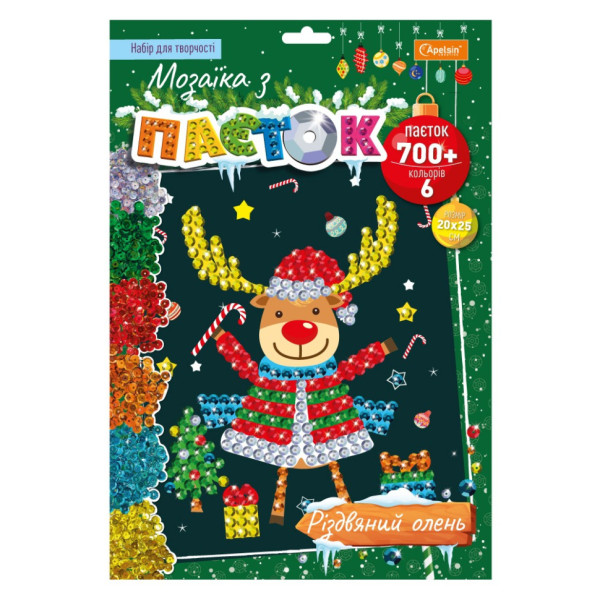 Набір для творчості мозаїка з паєток "Різдвяний олень" НТ-37-03  (НТ-37-03)