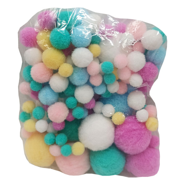 Декоративні помпони для творчості S-09_помпон 1-3 см 145-155 штук (S-09_помпон)