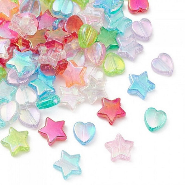 Декоративные бусинки для творчества Сердца и Звезды Dom Busin УТ100031875 в упаковке 50 шт (УТ100031875)
