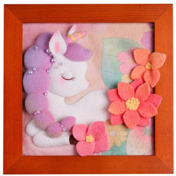 Набір для валяння голкою "Єдиноріг" YG0252 рамка 18х18 см, дерево (YG0252)