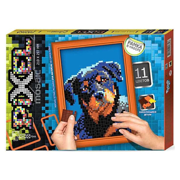 Набір для творчості "Мозаїка Піксель: Ротвейлер" РМ-01-10, 21х29,7 см, рамка в наборі (РМ-01-10)
