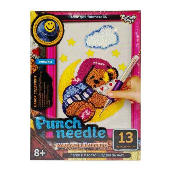 Набір для творчості "Punch Needle: Ведмедик на місяці" PN-01-09 килимова вишивка (PN-01-09)