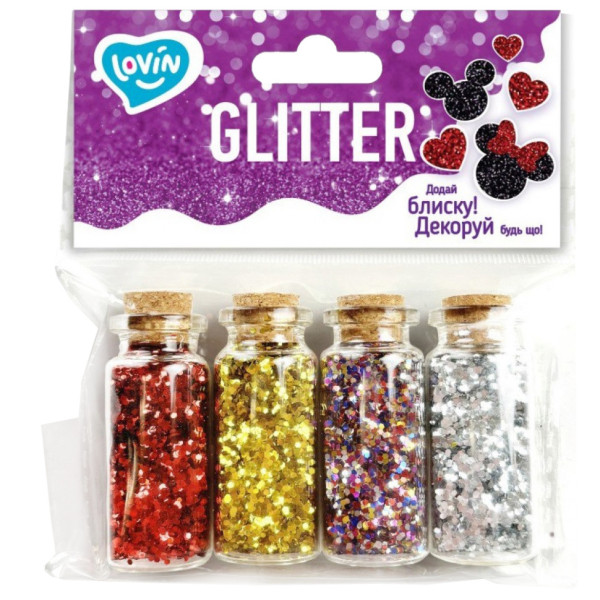 Набір для творчості "Гліттер для декорування" 90019, 4 кольори (90019)
