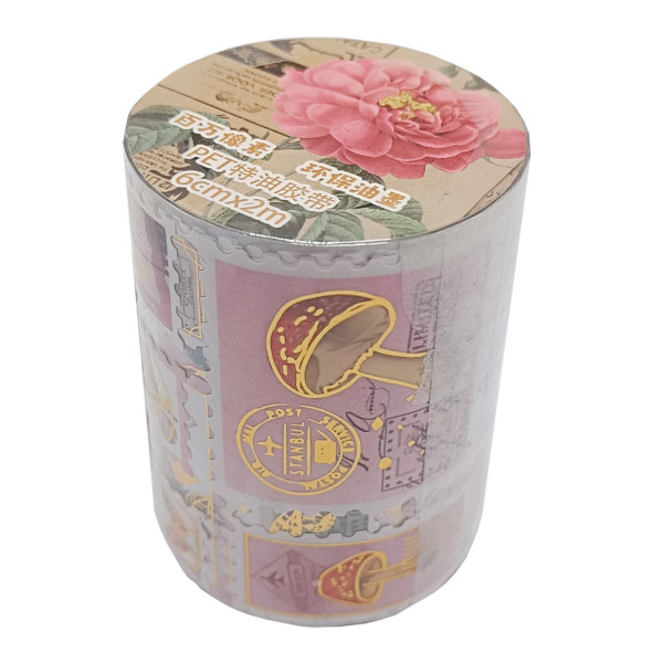 Декоративна стрічка з наліпками "Ретро стиль" XM-JD2859-4, 6 см 2 м  (XM-JD2859-4)