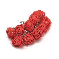 Декоративний букет Розочки з фоамірану з фатином Bambi SP-166, 12 гілочок (SP-166)
