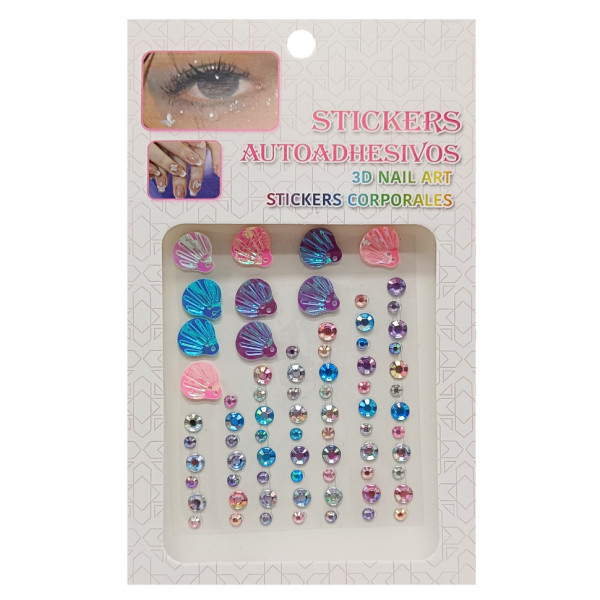 Наклейки декоративні "Стрази та перли" XY-019/021-4 на планшеті 75 шт (XY-019/021-4)