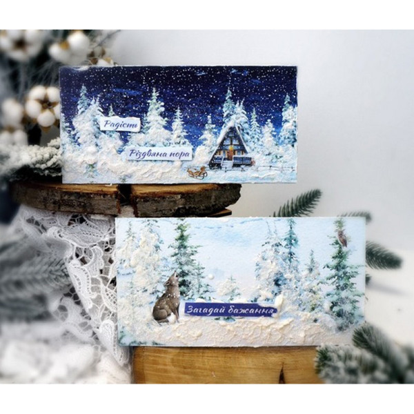 Набір для створення 2 шт вітальних листівок на підставках "Зимові казки" FDGCK-048, 20 см х 10 см (FDGCK-048)
