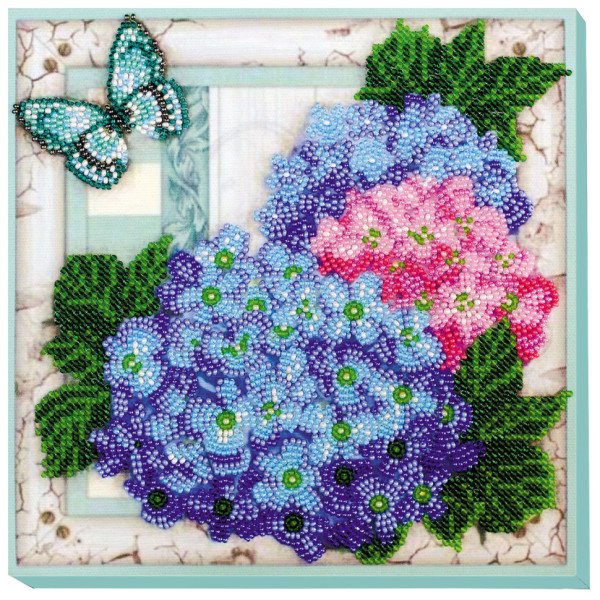 Набір-міді для вишивання бісером "Ніжні гортензії" AMB-004 на натуральному полотні (AMB-004)
