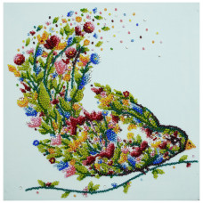 Набір-міді для вишивання бісером "Пташка, що співає" AMB-094 на натуральному полотні (AMB-094)