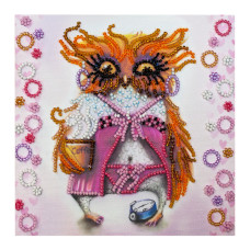 Набор для вышивки бисером "Сова с чашкой кофе" AM-104 15х15 см(AM-104)