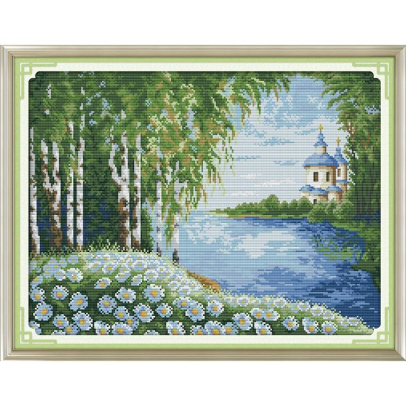 Вишивка хрестиком "Затишна церква" 61х48см F383