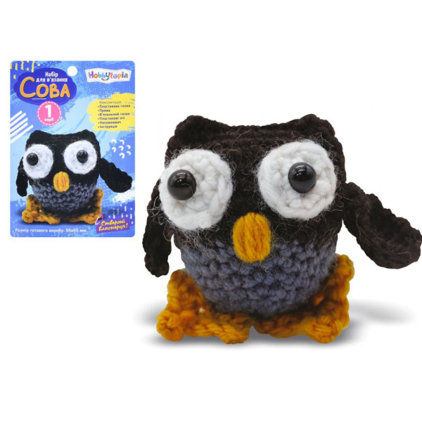 Дитячий набір для в'язання "Сова" M5865UA 55-55 мм, пластикова голка, пряжа (M5865UA)