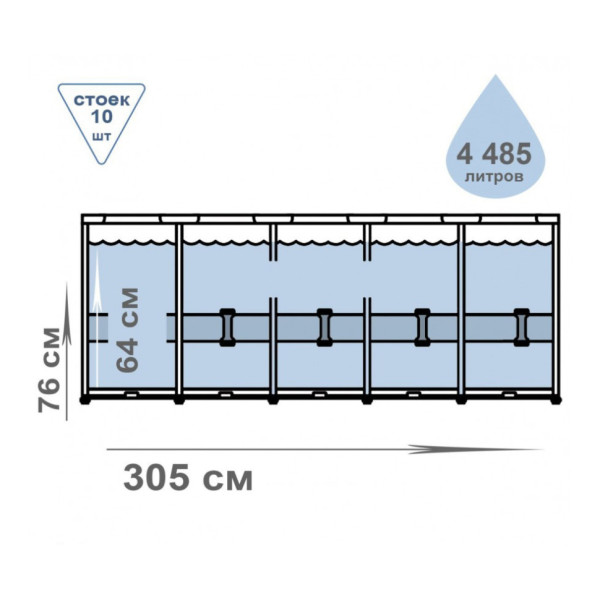 Басейн каркасний Intex 28206 305*76см, 4485 л.