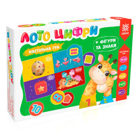 Настільна гра Лото цифри+фігури, знаки та асоціації 129233, 6 карток-планшеток (129233)